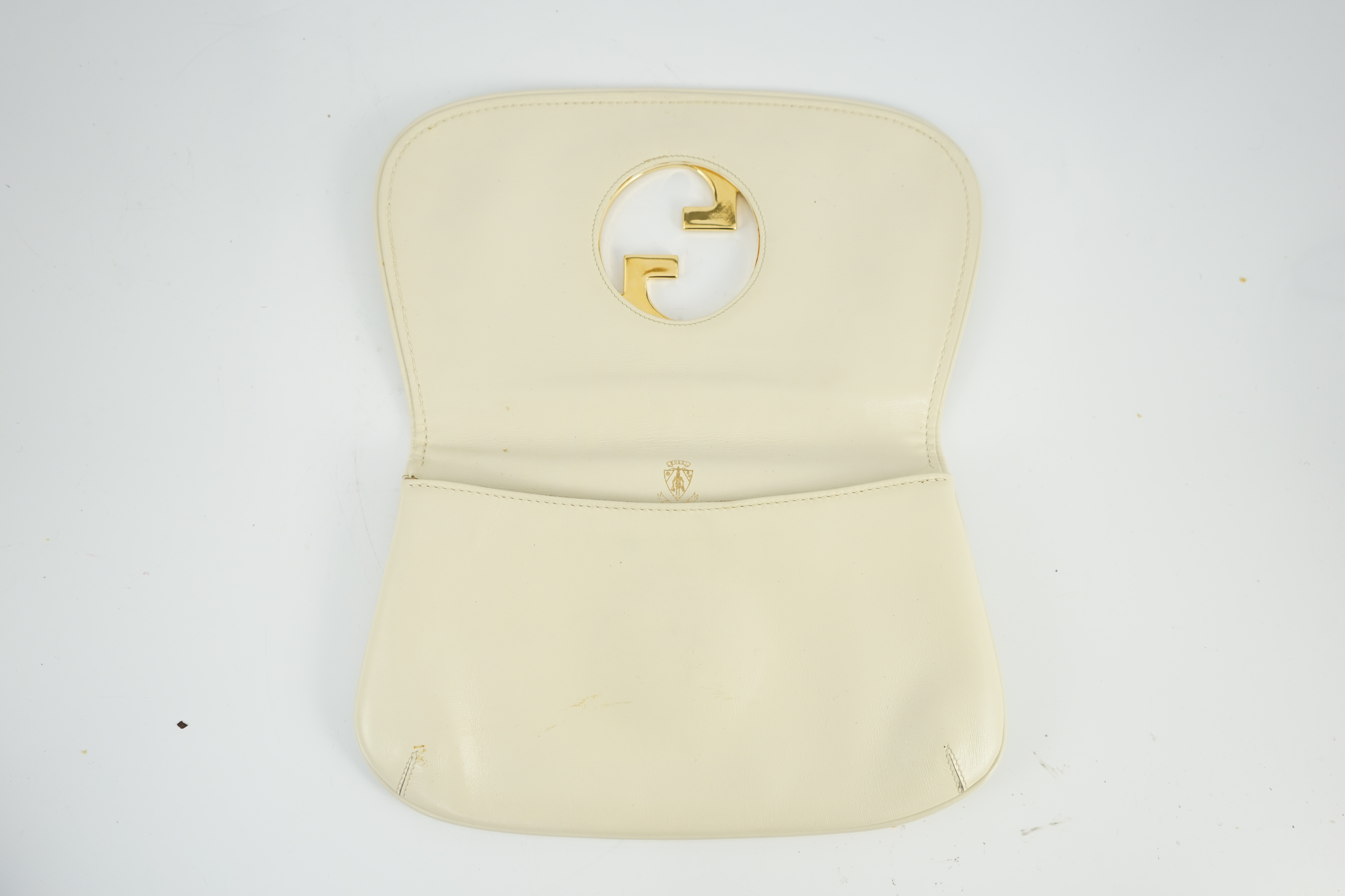 A vintage Gucci Blondie Unicorn ivory cream leather clutch bag, width 28cm, depth 4cm, height 16cm